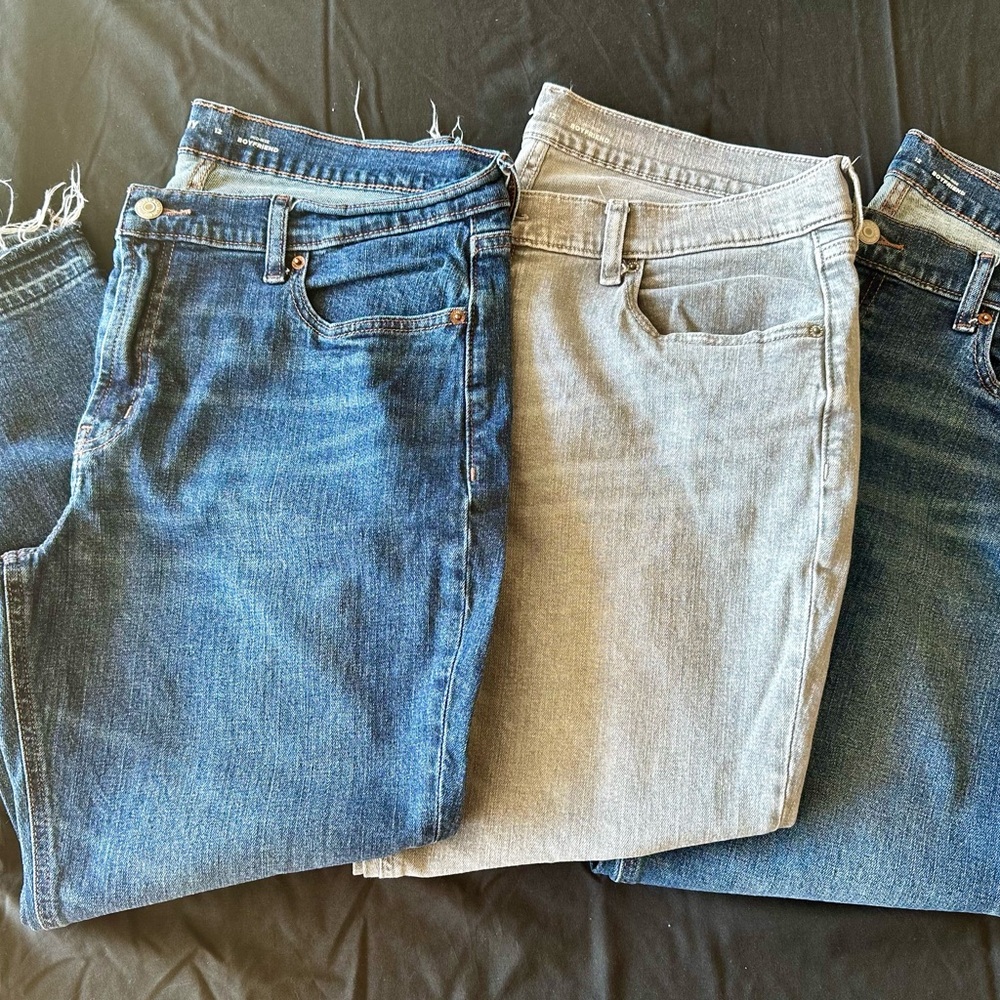 Old Navy Women's Boyfriend Jeans - Denim Blue and Light Gray